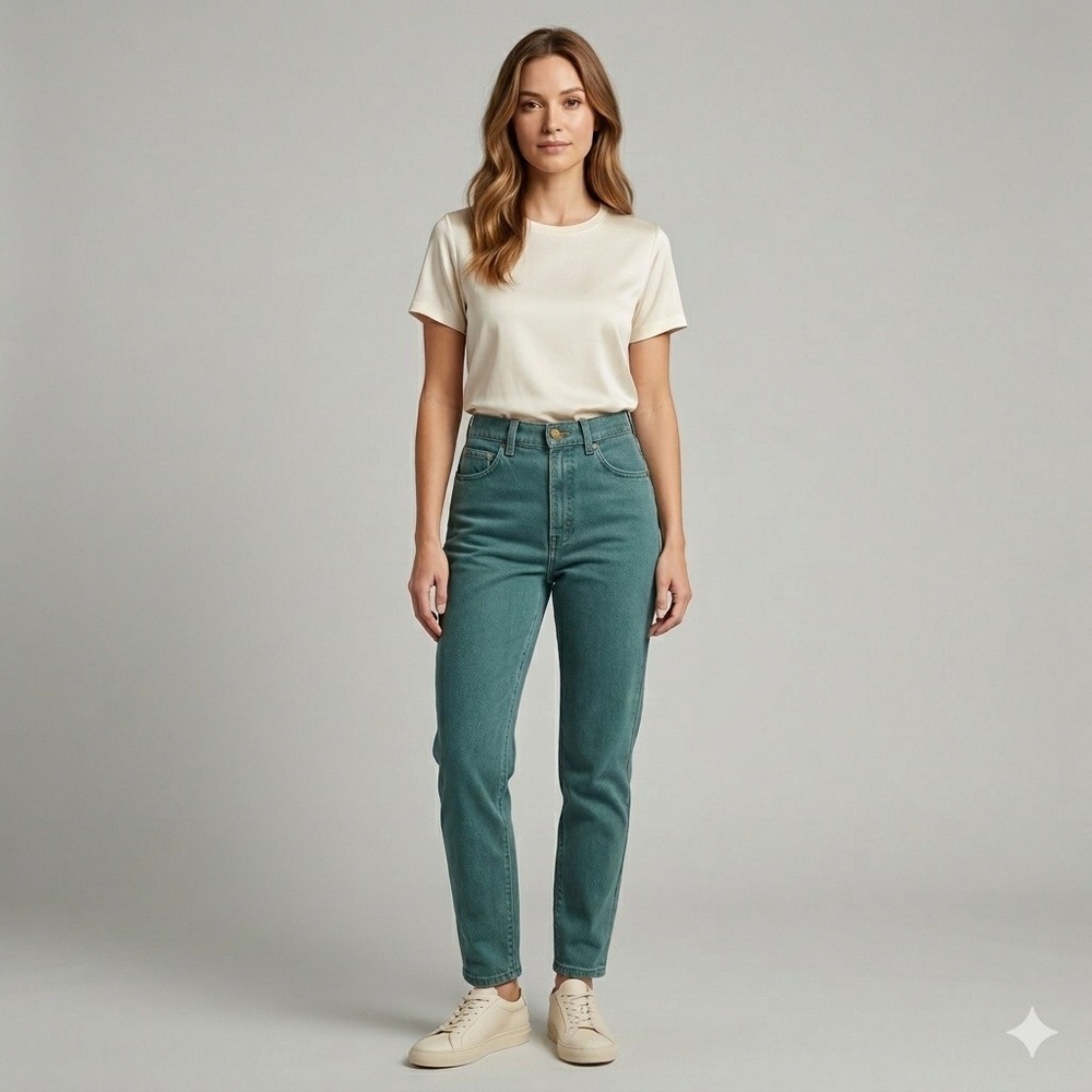 Express Vintage 90s High Rise Mom Jeans Teal Green Made in USA Size 5/6 24 Waist